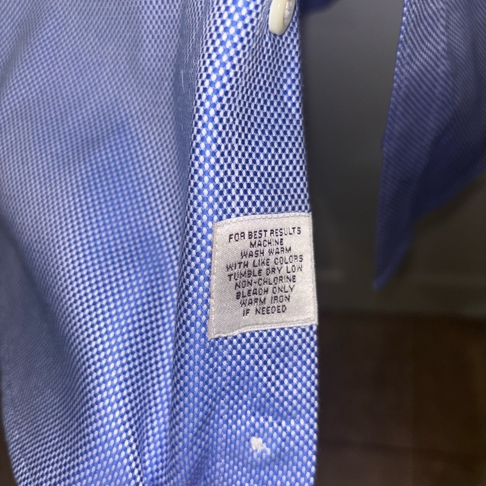 Peter Millar Nanoluxe Easy Care Button Down Shirt Blue White Plaid Mens L - Picture 5 of 6